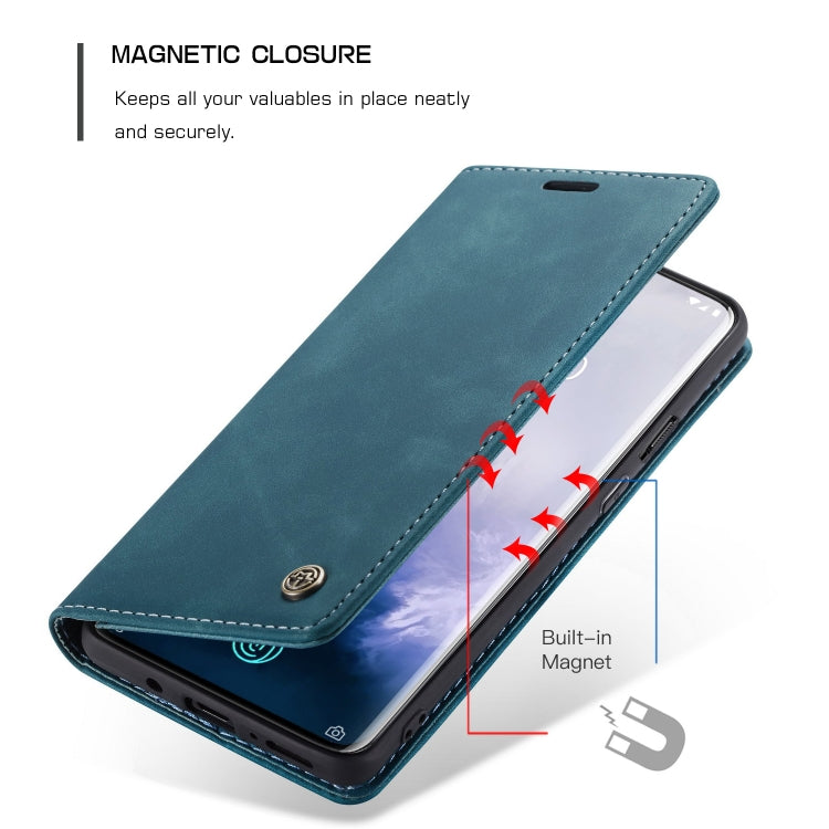 CaseMe-013 Multi-functional Retro Frosted Horizontal Flip Leather Case with Card Slot & Holder & Wallet For OnePlus 7 Pro(Blue) - free shipping - PMC Jewellery - Order now!