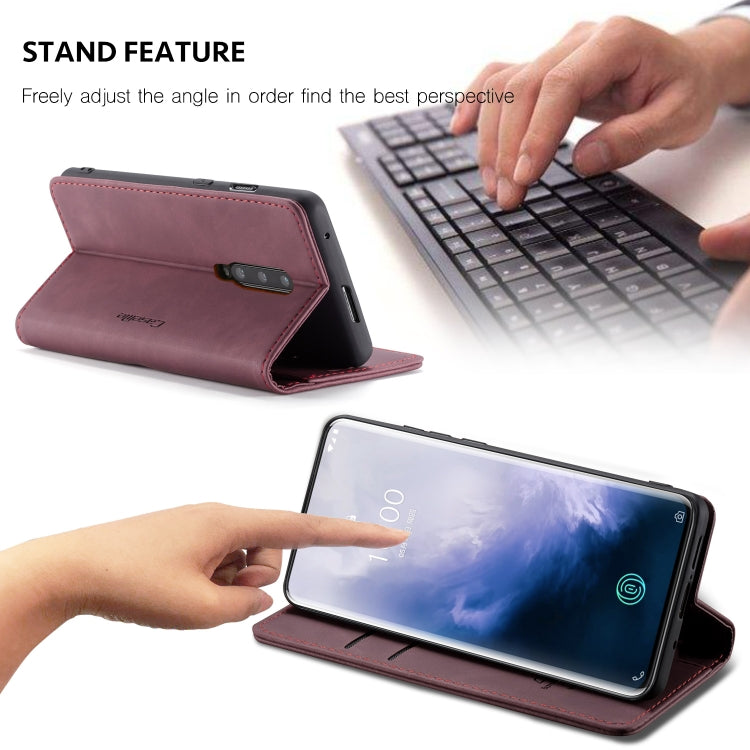 CaseMe-013 Multi-functional Retro Frosted Horizontal Flip Leather Case with Card Slot & Holder & Wallet For OnePlus 7 Pro(Wine Red) - OnePlus Cases by CaseMe | Online Shopping South Africa | PMC Jewellery | Buy Now Pay Later Mobicred