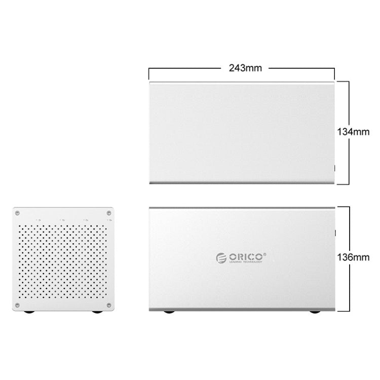 ORICO Honeycomb Series WS400U3 SATA 3.5 inch USB 3.0 4 Bays Aluminum Alloy HDD / SSD Enclosure, The Maximum Support Capacity: 40TB - HDD Enclosure by ORICO | Online Shopping South Africa | PMC TechLife | Buy Now Pay Later Mobicred