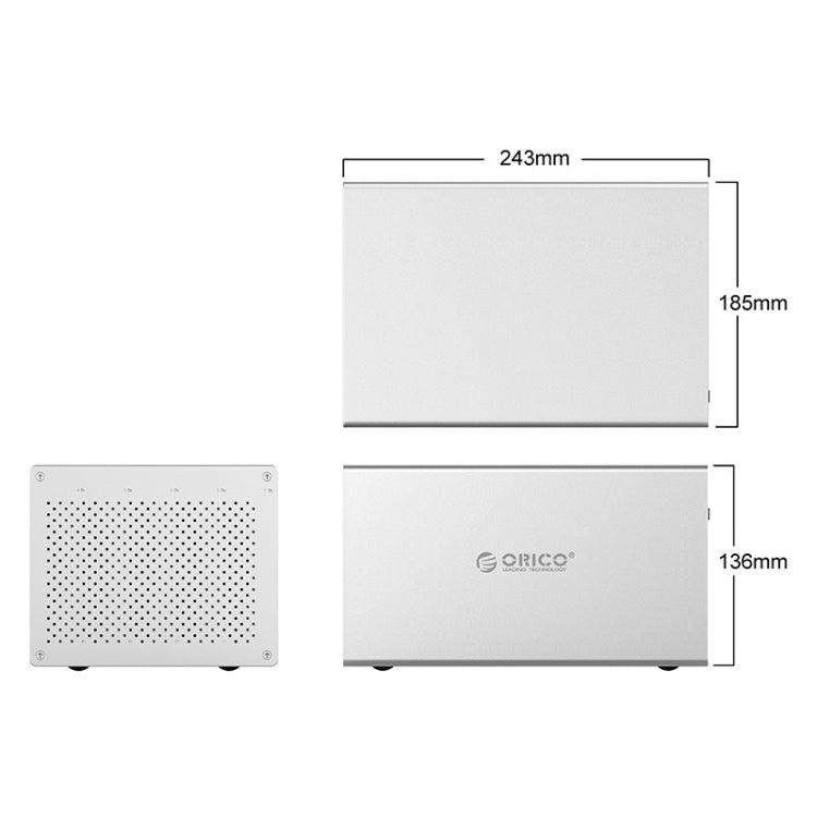 ORICO Honeycomb Series WS500U3 SATA 3.5 inch USB 3.0 5 Bays Aluminum Alloy HDD / SSD Enclosure, The Maximum Support Capacity: 50TB - HDD Enclosure by ORICO | Online Shopping South Africa | PMC TechLife | Buy Now Pay Later Mobicred