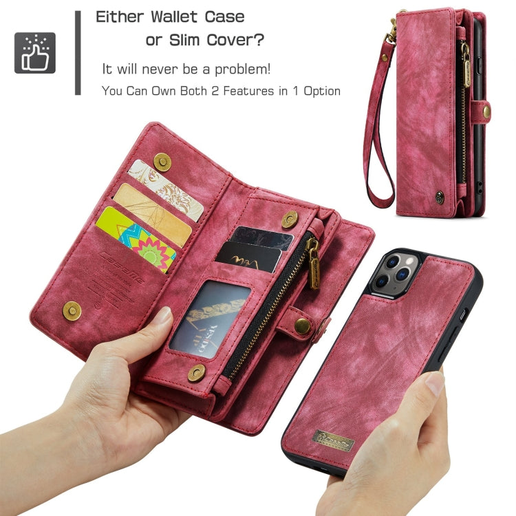 For iPhone 11 Pro CaseMe-008 Detachable Multifunctional Horizontal Flip Leather Case with Card Slot & Holder & Zipper Wallet & Photo Frame (Red) - free shipping - PMC Jewellery - Order now!