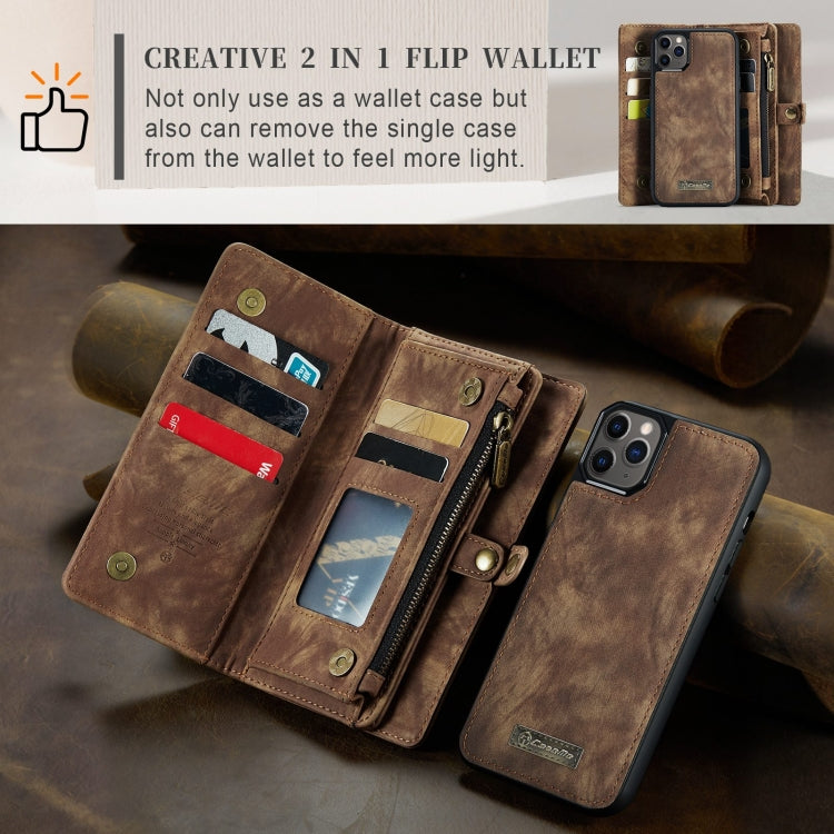 For iPhone 11 Pro CaseMe-008 Detachable Multifunctional Horizontal Flip Leather Case with Card Slot & Holder & Zipper Wallet & Photo Frame (Brown) - iPhone 11 Pro Cases by CaseMe | Online Shopping South Africa | PMC Jewellery | Buy Now Pay Later Mobicred