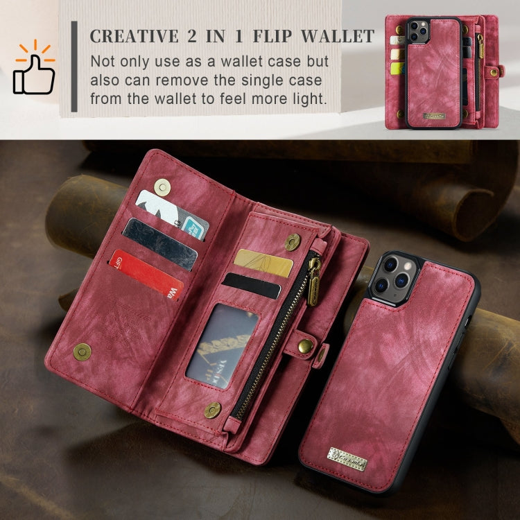 For iPhone 11 Pro Max CaseMe-008 Detachable Multifunctional Horizontal Flip Leather Case with Card Slot & Holder & Zipper Wallet & Photo Frame (Red) - free shipping - PMC Jewellery - Order now!