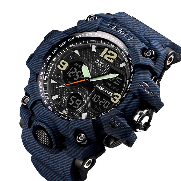 SKMEI 1155B Multifunctional Men Outdoor Sports Noctilucent Waterproof Large Dial Wrist Watch(Denim Blue) - free shipping - PMC TechLife - Order now!