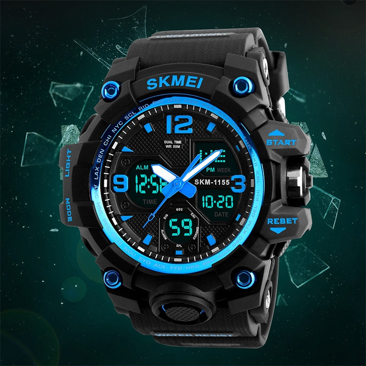 SKMEI 1155B Multifunctional Men Outdoor Sports Noctilucent Waterproof Large Dial Wrist Watch(Denim Blue) - free shipping - PMC TechLife - Order now!
