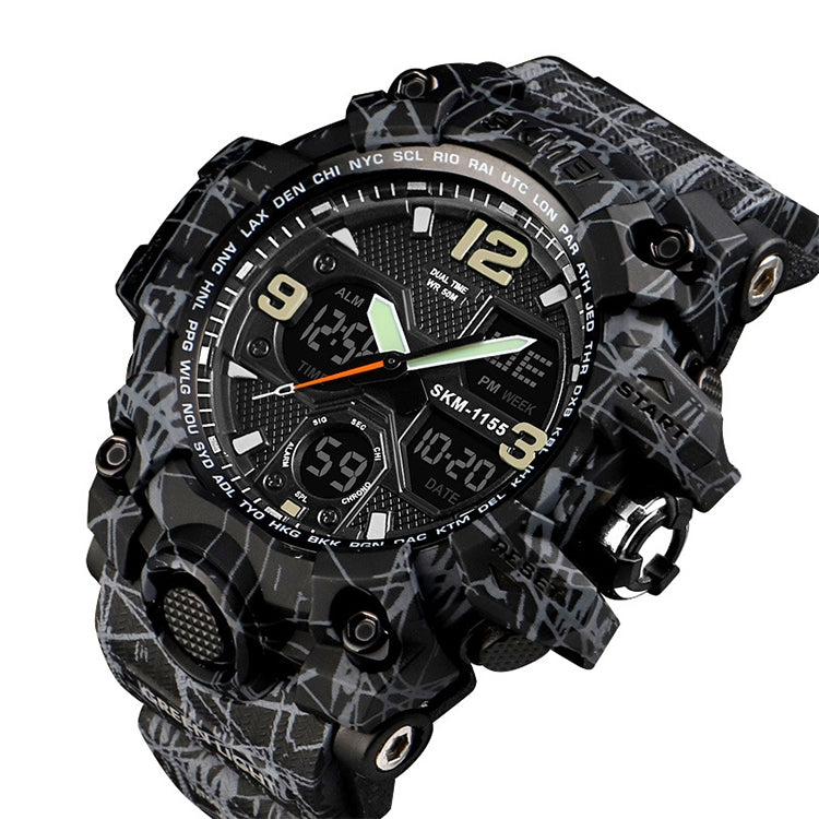 SKMEI 1155B Multifunctional Men Outdoor Sports Noctilucent Waterproof Large Dial Wrist Watch(Grey Black) - free shipping - PMC TechLife - Order now!