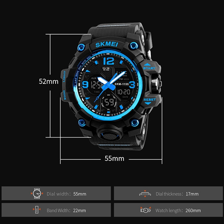 SKMEI 1155B Multifunctional Men Outdoor Sports Noctilucent Waterproof Large Dial Wrist Watch(Grey Black) - free shipping - PMC TechLife - Order now!