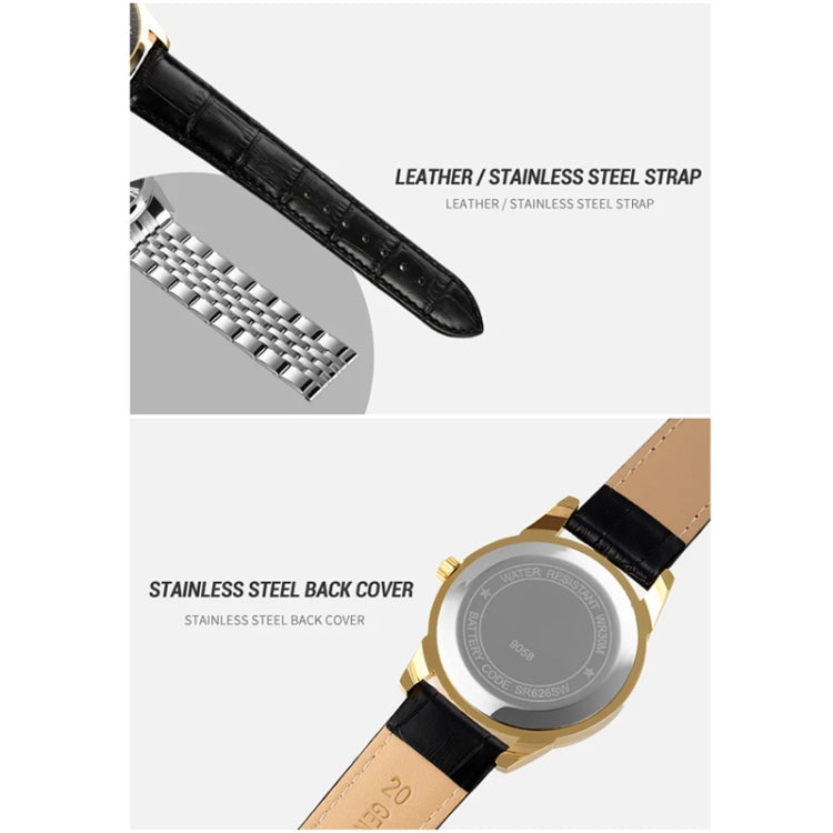 SKMEI 9058 Multifunctional Outdoor Fashion Waterproof Silver Shell Quartz Wrist Watch (Women Style Black Face Black Strap) - free shipping - PMC TechLife - Order now!