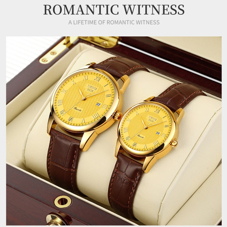 SKMEI 9058 Multifunctional Outdoor Fashion Waterproof Gold Shell Quartz Wrist Watch(Women Style Gold Face Brown Strap) - free shipping - PMC TechLife - Order now!