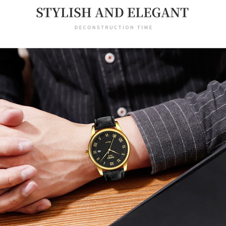 SKMEI 9058 Multifunctional Outdoor Fashion Waterproof Gold Shell Quartz Wrist Watch(Men Style Black Face Black Strap) - free shipping - PMC TechLife - Order now!
