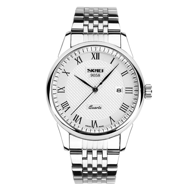 SKMEI 9058 Multifunctional Outdoor Fashion Waterproof Steel Strip Quartz Wrist Watch(Men Style White) - free shipping - PMC TechLife - Order now!