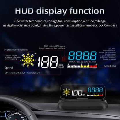 C5 OBD2 + GPS Mode Car HUD Head-up Display Water Temperature / Vehicle Speed / Voltage - Head Up Display System by PMC Jewellery | Online Shopping South Africa | PMC Jewellery | Buy Now Pay Later Mobicred