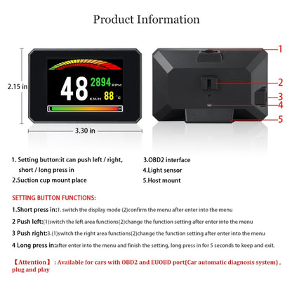 P16 Car HUD Head-up Display OBD2 Fault Code Elimination - Head Up Display System by PMC Jewellery | Online Shopping South Africa | PMC Jewellery | Buy Now Pay Later Mobicred