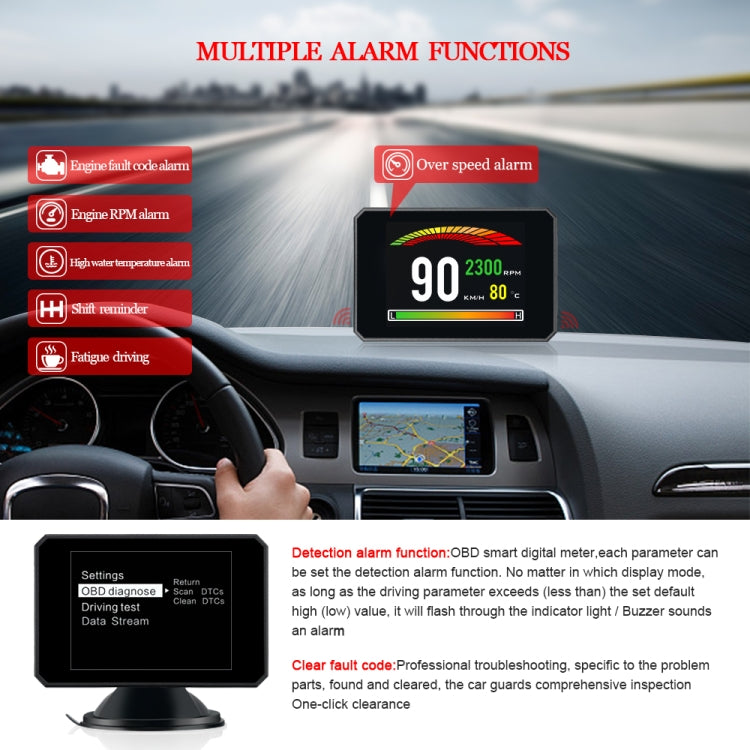 P16 Car HUD Head-up Display OBD2 Fault Code Elimination - Head Up Display System by PMC Jewellery | Online Shopping South Africa | PMC Jewellery | Buy Now Pay Later Mobicred