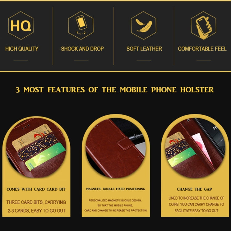 For HTC Desire 20+ idewei Crazy Horse Texture Horizontal Flip Leather Case with Holder & Card Slots & Wallet(Red) - free shipping - PMC Jewellery - Order now!