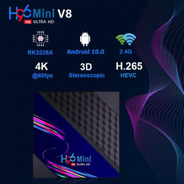 H96 Mini V8 4K Smart TV Box with Remote Control, Android 10.0, RK3228A Quad-core Cortex-A7, 1GB+8GB, Built-in TikTok, Support DLNA / HDMI / USBx2 / 2.4G WIFI, Plug Type:AU Plug - RK3228A by PMC Jewellery | Online Shopping South Africa | PMC Jewellery | Buy Now Pay Later Mobicred