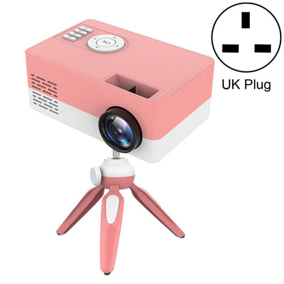 J15 1920 x 1080P HD Household Mini LED Projector with Tripod Mount Support AV / HDMI x 1 / USB x1 / TF x 1, Plug Type:UK Plug(Pink White) - Mini Projector by PMC Jewellery | Online Shopping South Africa | PMC Jewellery | Buy Now Pay Later Mobicred