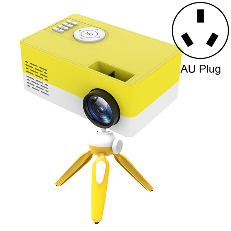 J15 1920 x 1080P HD Household Mini LED Projector with Tripod Mount Support AV / HDMI x 1 / USB x1 / TF x 1, Plug Type:AU Plug(Yellow White) - Mini Projector by PMC Jewellery | Online Shopping South Africa | PMC Jewellery | Buy Now Pay Later Mobicred