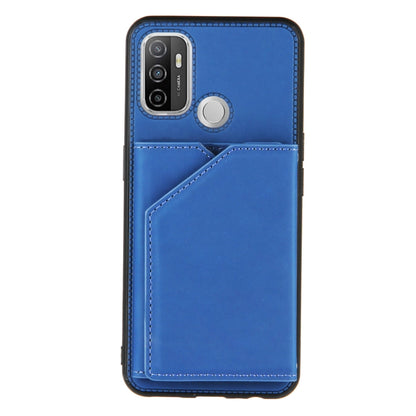 For OPPO A53 Skin Feel PU + TPU + PC Back Cover Shockproof Case with Card Slots & Holder & Photo Frame(Royal Blue) - OPPO Cases by PMC Jewellery | Online Shopping South Africa | PMC Jewellery | Buy Now Pay Later Mobicred