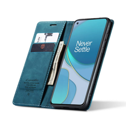 For OnePlus 8T CaseMe-013 Multifunctional Retro Frosted Horizontal Flip Leather Case with Card Slot & Holder & Wallet(Blue) - OnePlus Cases by CaseMe | Online Shopping South Africa | PMC Jewellery | Buy Now Pay Later Mobicred