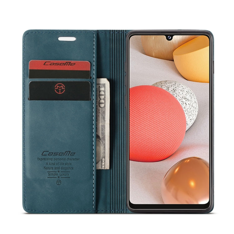 For Samsung Galaxy A42 5G CaseMe-013 Multifunctional Retro Frosted Horizontal Flip Leather Case with Card Slot & Holder & Wallet(Blue) - free shipping - PMC Jewellery - Order now!