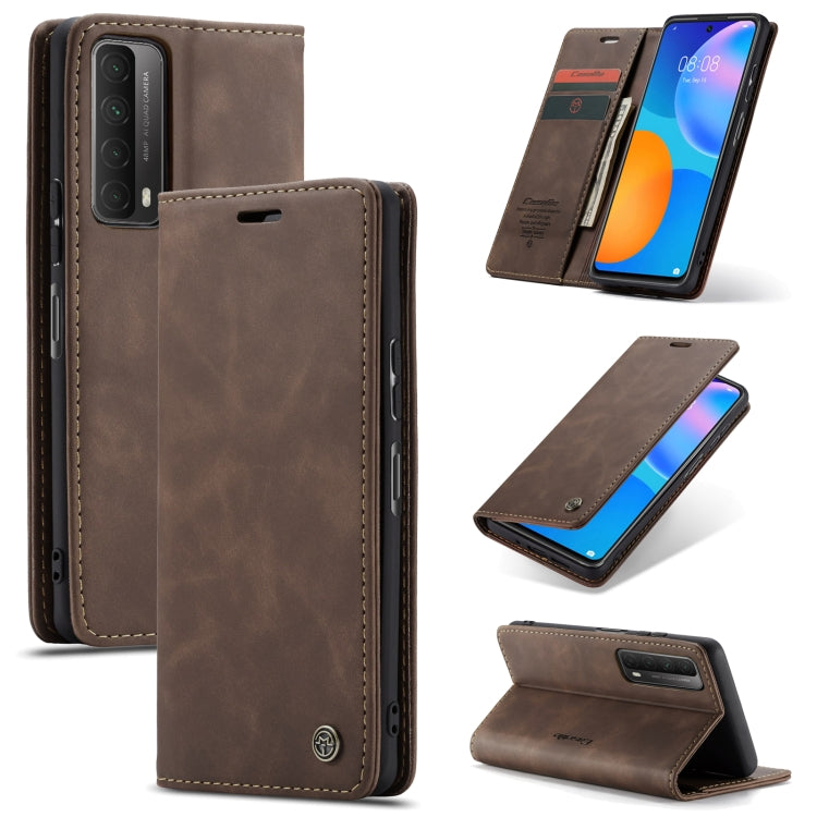 For Huawei P Smart 2021 CaseMe-013 Multifunctional Retro Frosted Horizontal Flip Leather Case with Card Slot & Holder & Wallet(Coffee) - Huawei Cases by CaseMe | Online Shopping South Africa | PMC Jewellery | Buy Now Pay Later Mobicred