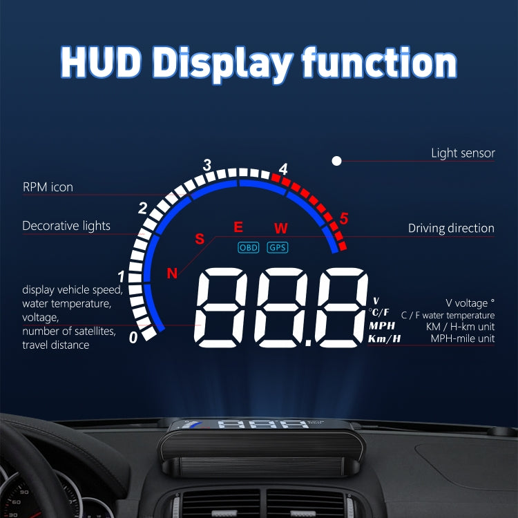 M13 Plus OBD2 + GPS Mode Car Head-up Display HUD Overspeed / Speed / Water Temperature Alarm / Eliminate Fault Codes - Head Up Display System by PMC TechLife | Online Shopping South Africa | PMC TechLife | Buy Now Pay Later Mobicred