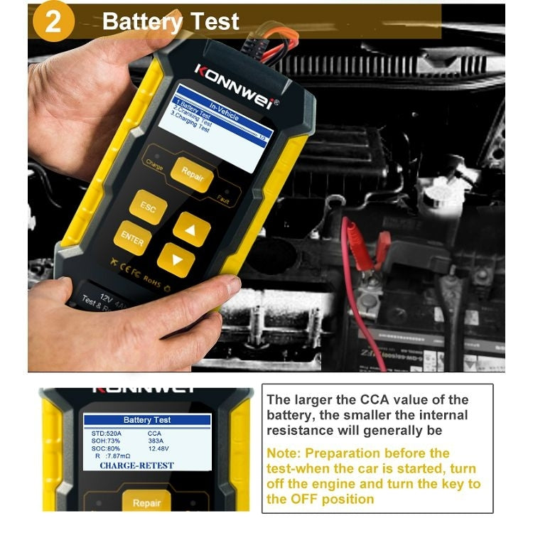 KONNWEI KW510 3 in 1 Car Battery Tester / Charger / Repairer, Support 8 Languages (EU Plug) - free shipping - PMC TechLife - Order now!
