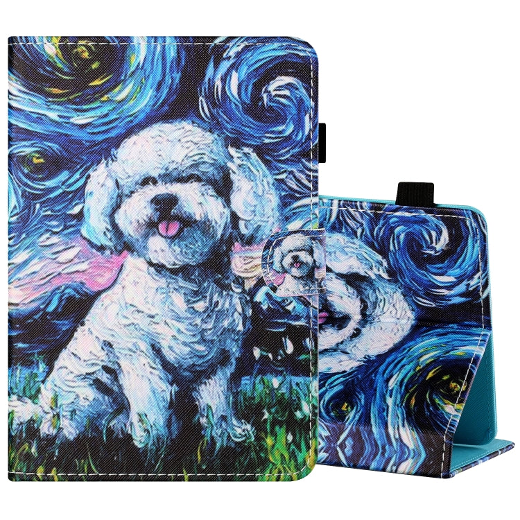 For 10 inch Tablet PC Universal Sewing Thread Horizontal Painted Flat Leather Case with Pen Cover & Anti Skid Strip & Card Slot & Holder(Oil Painting Dog) - 10 - 11 inch by PMC TechLife | Online Shopping South Africa | PMC TechLife | Buy Now Pay Later Mobicred