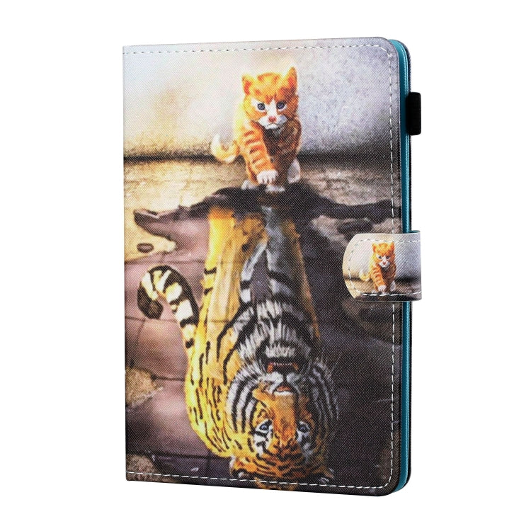For 10 inch Tablet PC Universal Sewing Thread Horizontal Painted Flat Leather Case with Pen Cover & Anti Skid Strip & Card Slot & Holder(Cat And Tiger) - free shipping - PMC TechLife - Order now!