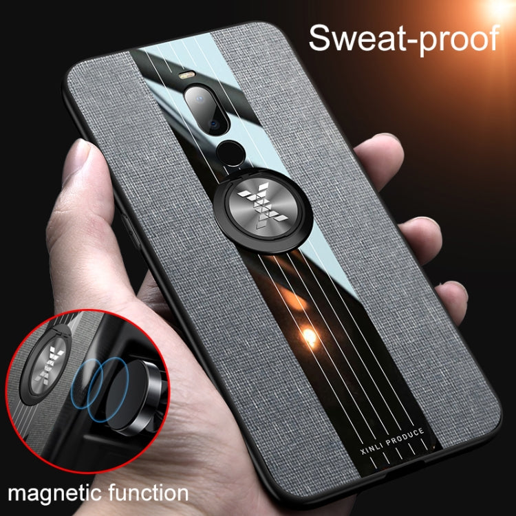 For Meizu Note 8 XINLI Stitching Cloth Texture Shockproof TPU Protective Case with Ring Holder(Grey) - Meizu by XINLI | Online Shopping South Africa | PMC Jewellery | Buy Now Pay Later Mobicred