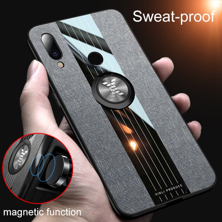 For Meizu Note 9 XINLI Stitching Cloth Texture Shockproof TPU Protective Case with Ring Holder(Grey) - Meizu by XINLI | Online Shopping South Africa | PMC Jewellery | Buy Now Pay Later Mobicred