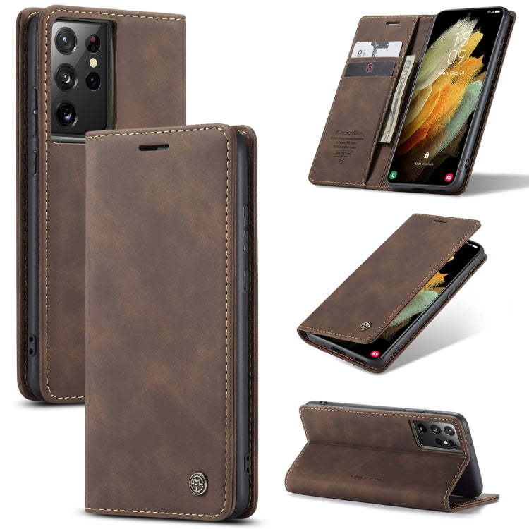 For Samsung Galaxy S21 Ultra 5G CaseMe 013 Multifunctional Horizontal Flip Leather Case with Holder & Card Slot & Wallet(Coffee) - Galaxy S21 Ultra 5G Cases by CaseMe | Online Shopping South Africa | PMC Jewellery | Buy Now Pay Later Mobicred