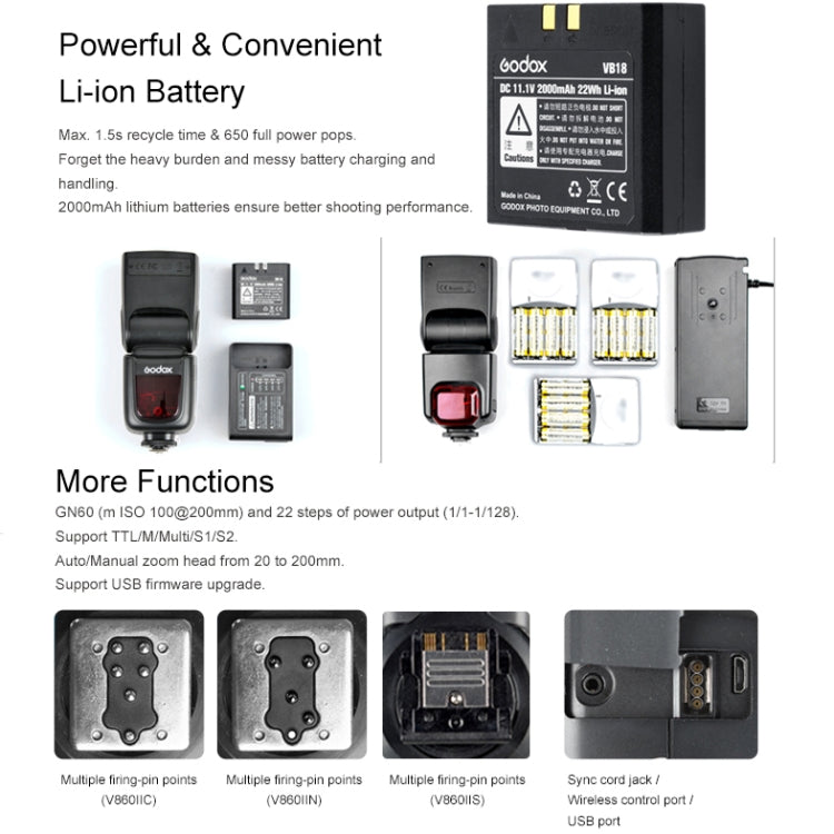 Godox V860IIC 2.4GHz Wireless 1/8000s HSS Flash Speedlite Camera Top Fill Light for Canon Cameras(Black) - free shipping - PMC TechLife - Order now!