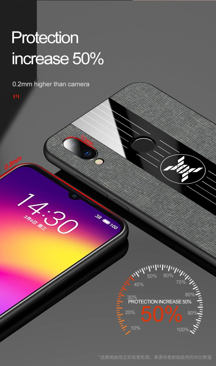 For Meizu Note 9 XINLI Stitching Cloth Texture Shockproof TPU Protective Case(Grey) - Meizu by XINLI | Online Shopping South Africa | PMC Jewellery | Buy Now Pay Later Mobicred