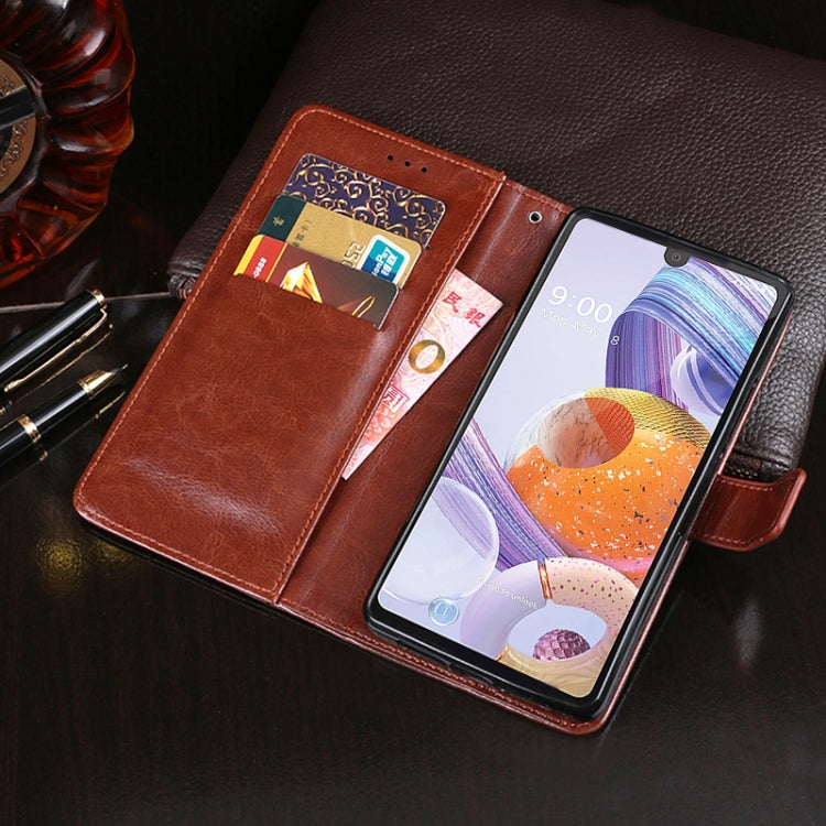 For LG K71 idewei Crazy Horse Texture Horizontal Flip Leather Case with Holder & Card Slots & Wallet(Rose Red) - LG Cases by idewei | Online Shopping South Africa | PMC Jewellery | Buy Now Pay Later Mobicred