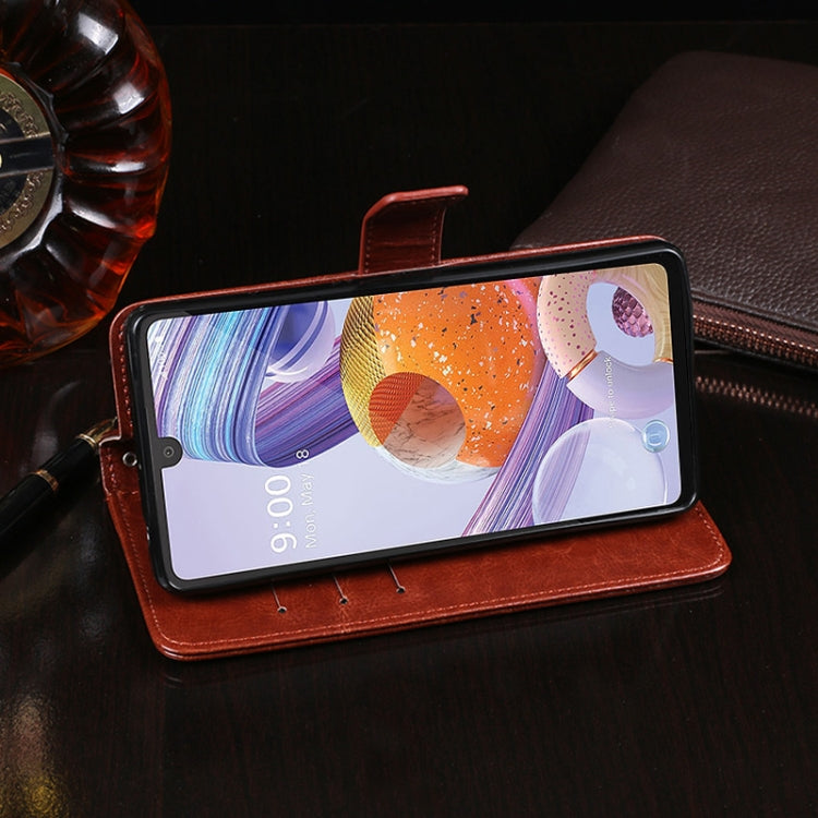 For LG K71 idewei Crazy Horse Texture Horizontal Flip Leather Case with Holder & Card Slots & Wallet(Yellow) - LG Cases by idewei | Online Shopping South Africa | PMC Jewellery | Buy Now Pay Later Mobicred