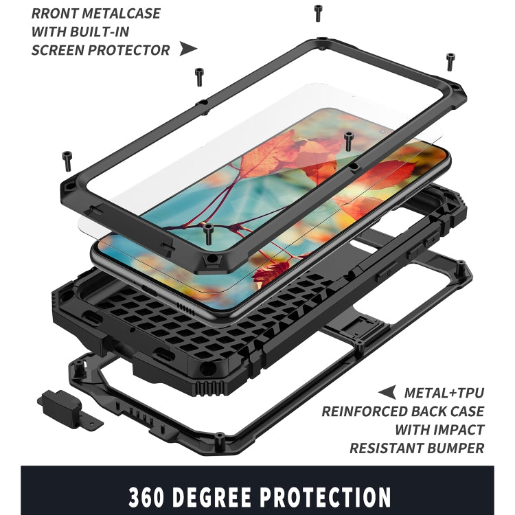 For Samsung Galaxy S21+ 5G R-JUST Shockproof Waterproof Dust-proof Metal + Silicone Protective Case with Holder(Black) - Galaxy S21+ 5G Cases by R-JUST | Online Shopping South Africa | PMC Jewellery