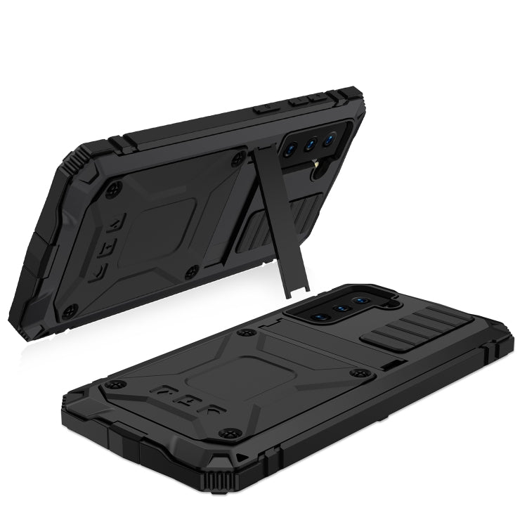 For Samsung Galaxy S21+ 5G R-JUST Shockproof Waterproof Dust-proof Metal + Silicone Protective Case with Holder(Black) - free shipping - PMC TechLife - Order now!