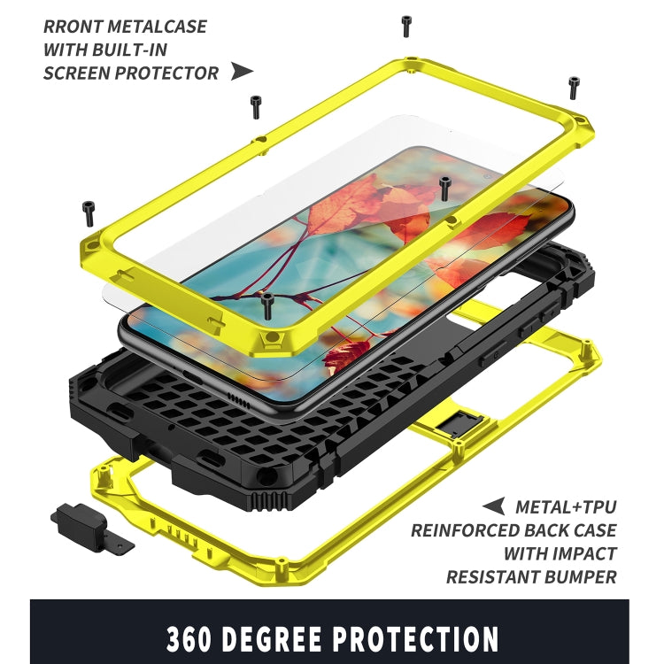 For Samsung Galaxy S21+ 5G R-JUST Shockproof Waterproof Dust-proof Metal + Silicone Protective Case with Holder(Yellow) - free shipping - PMC TechLife - Order now!