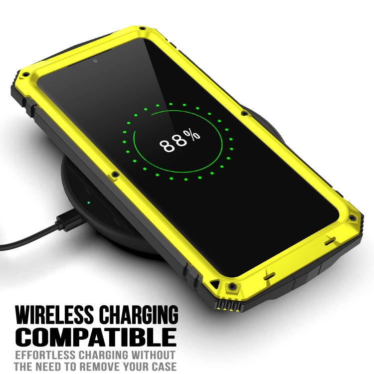 For Samsung Galaxy S21+ 5G R-JUST Shockproof Waterproof Dust-proof Metal + Silicone Protective Case with Holder(Yellow) - free shipping - PMC TechLife - Order now!