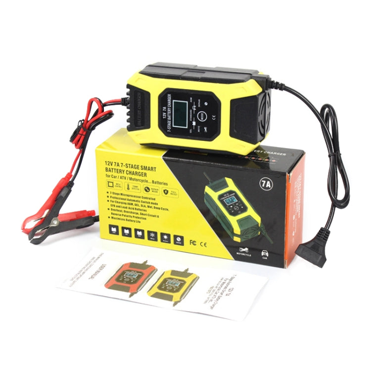 FOXSUR Car / Motorcycle Repair Charger 12V 7A 7-stage + Multi-battery Mode Lead-acid Battery Charger, Plug Type:US Plug(Yellow) - Battery Charger by FOXSUR | Online Shopping South Africa | PMC Jewellery | Buy Now Pay Later Mobicred