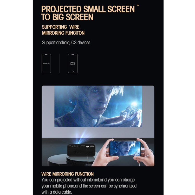 T500 1920x1080P 80 Lumens Portable Mini Home Theater LED HD Digital Projector With Remote Control & Adaptor(Black) - LED Projector by PMC Jewellery | Online Shopping South Africa | PMC Jewellery | Buy Now Pay Later Mobicred