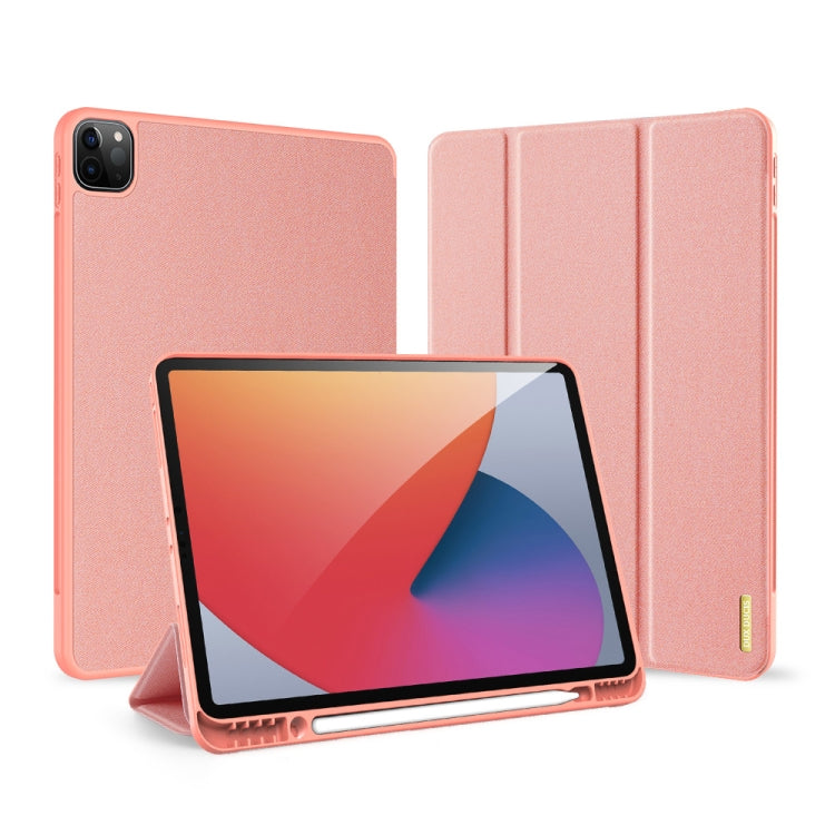 For iPad Pro 12.9 2022 / 2021 / 2020 DUX DUCIS Domo Series Horizontal Flip Magnetic TPU + PU Leather Tablet Case with Three-folding Holder & Pen Slot & Sleep / Wake-up Function(Pink) - iPad Pro 12.9 (2022/2021) Cases by DUX DUCIS | Online Shopping South Africa | PMC Jewellery | Buy Now Pay Later Mobicred