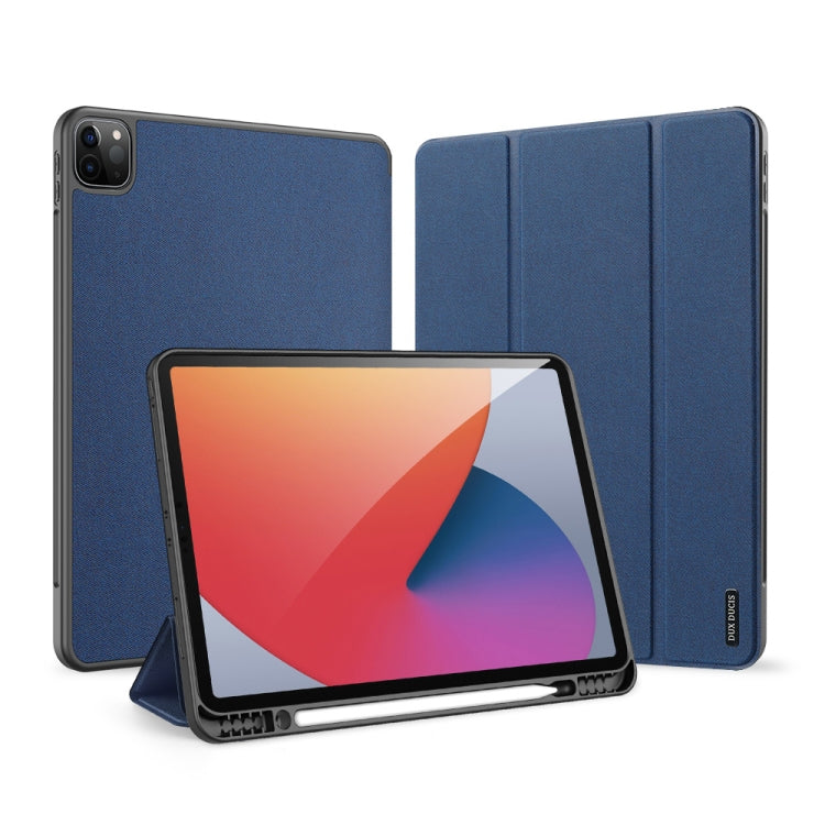 For iPad Pro 12.9 2022 / 2021 / 2020 DUX DUCIS Domo Series Horizontal Flip Magnetic TPU + PU Leather Tablet Case with Three-folding Holder & Pen Slot & Sleep / Wake-up Function(Blue) - free shipping - PMC Jewellery - Order now!