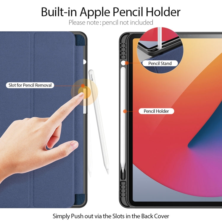 For iPad Pro 12.9 2022 / 2021 / 2020 DUX DUCIS Domo Series Horizontal Flip Magnetic TPU + PU Leather Tablet Case with Three-folding Holder & Pen Slot & Sleep / Wake-up Function(Blue) - free shipping - PMC Jewellery - Order now!