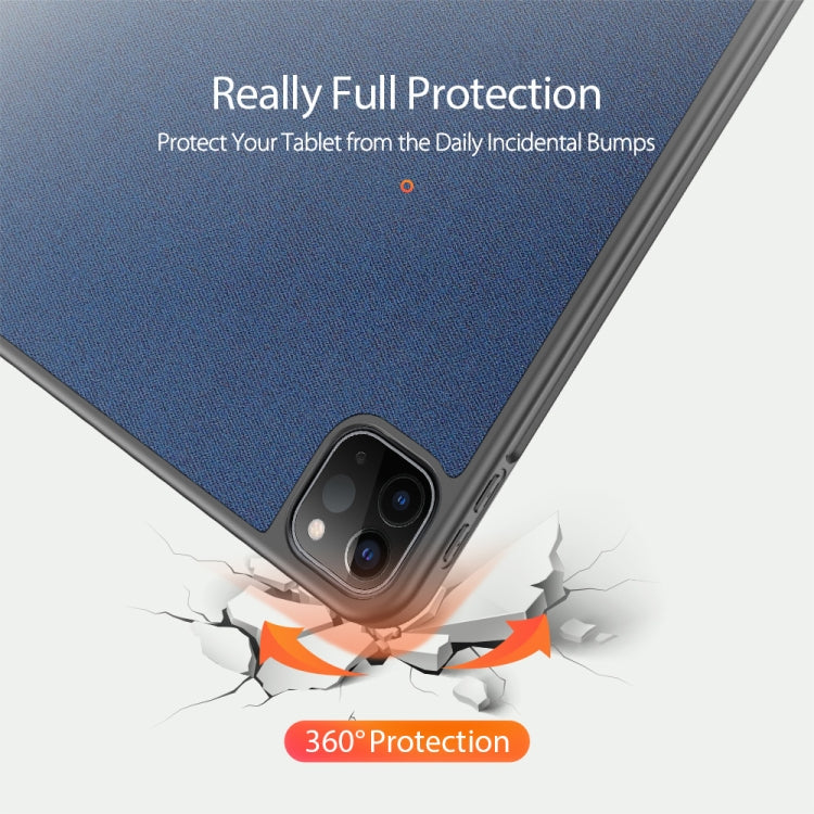 For iPad Pro 12.9 2022 / 2021 / 2020 DUX DUCIS Domo Series Horizontal Flip Magnetic TPU + PU Leather Tablet Case with Three-folding Holder & Pen Slot & Sleep / Wake-up Function(Blue) - free shipping - PMC Jewellery - Order now!