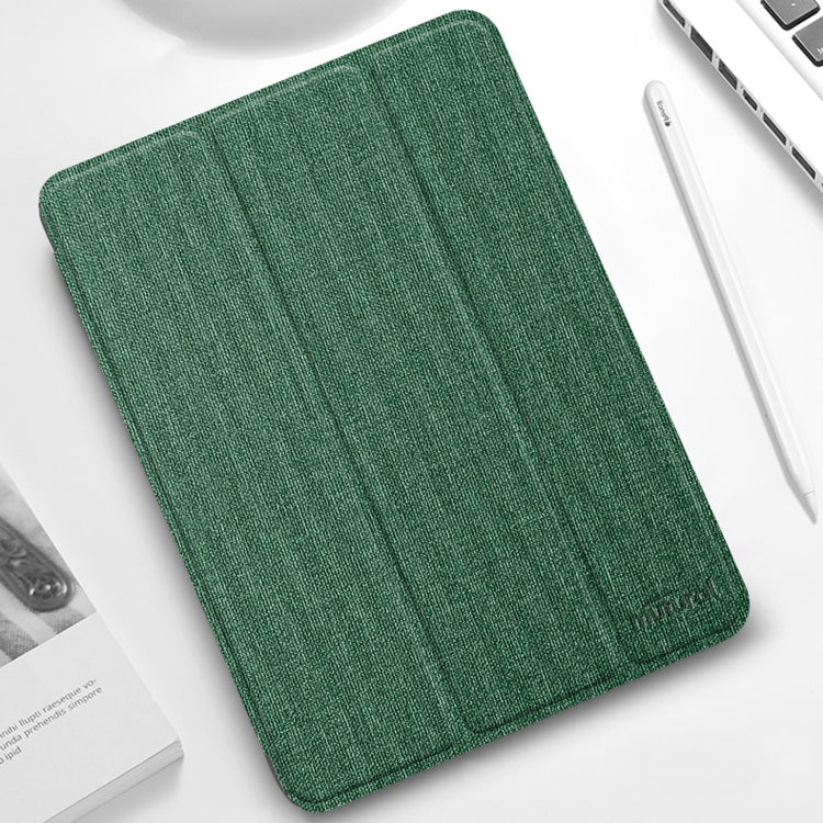 For iPad Pro 11 2022 / 2021 / 2020 Mutural YASHI Series TPU + PU Cloth Pattern Texture Horizontal Flip Leather Tablet Case with Three-folding Holder & Pen Slot & Wake-up / Sleep Function(Green) - free shipping - PMC TechLife - Order now!