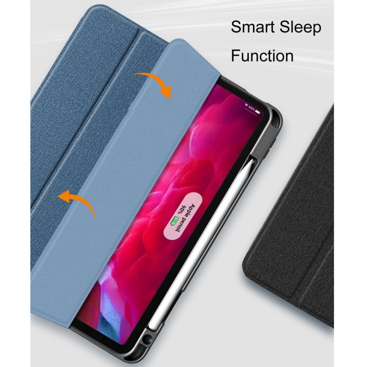 For iPad Pro 12.9 2022 / 2021 / 2020 Mutural YASHI Series TPU + PU Cloth Pattern Texture Horizontal Flip Leather Tablet Case with Three-folding Holder & Pen Slot & Wake-up / Sleep Function(Black) - free shipping - PMC TechLife - Order now!