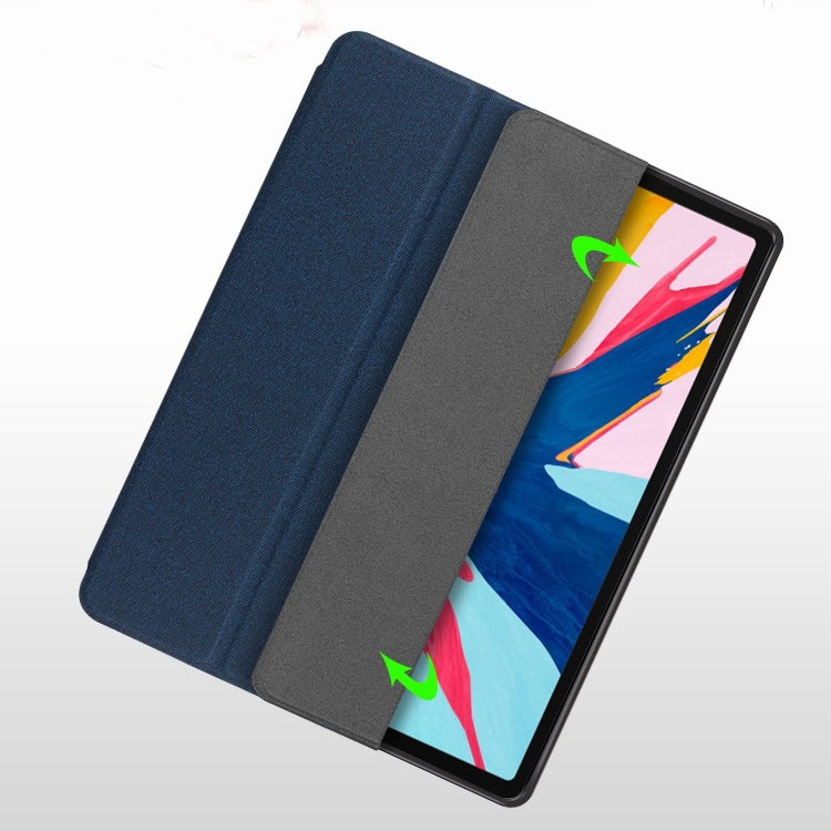 For iPad 10.2 Mutural YASHI Series TPU + PU Cloth Pattern Texture Horizontal Flip Leather Case with Three-folding Holder & Pen Slot & Wake-up / Sleep Function(Black) - free shipping - PMC TechLife - Order now!